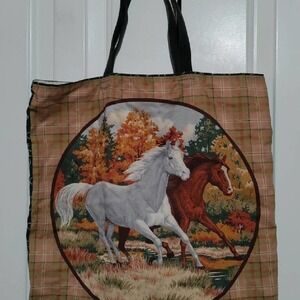Horses Handmade double strap Tote Bag horses design